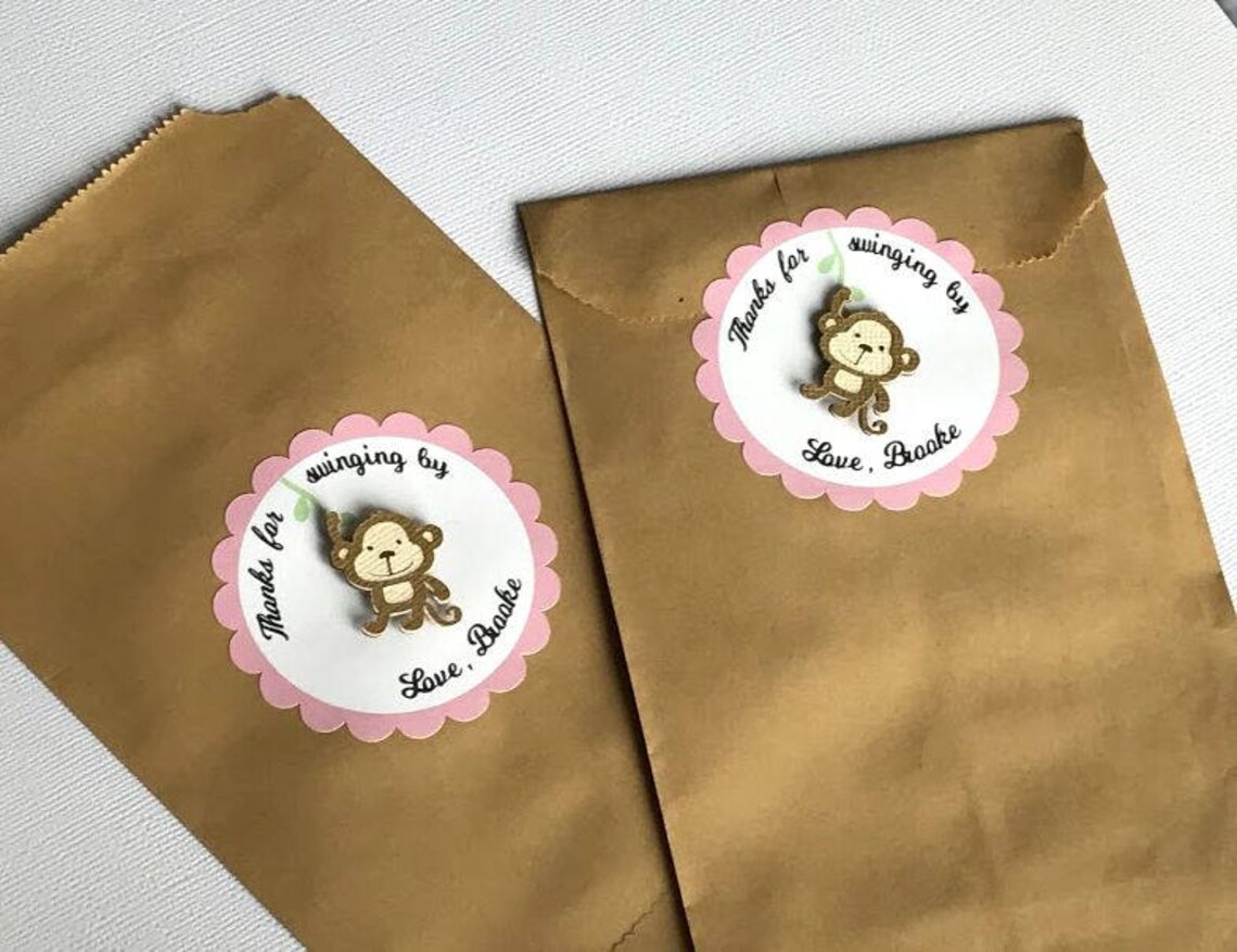 Personalized Monkey Favor Bags Girl Monkey Birthday Party Etsy