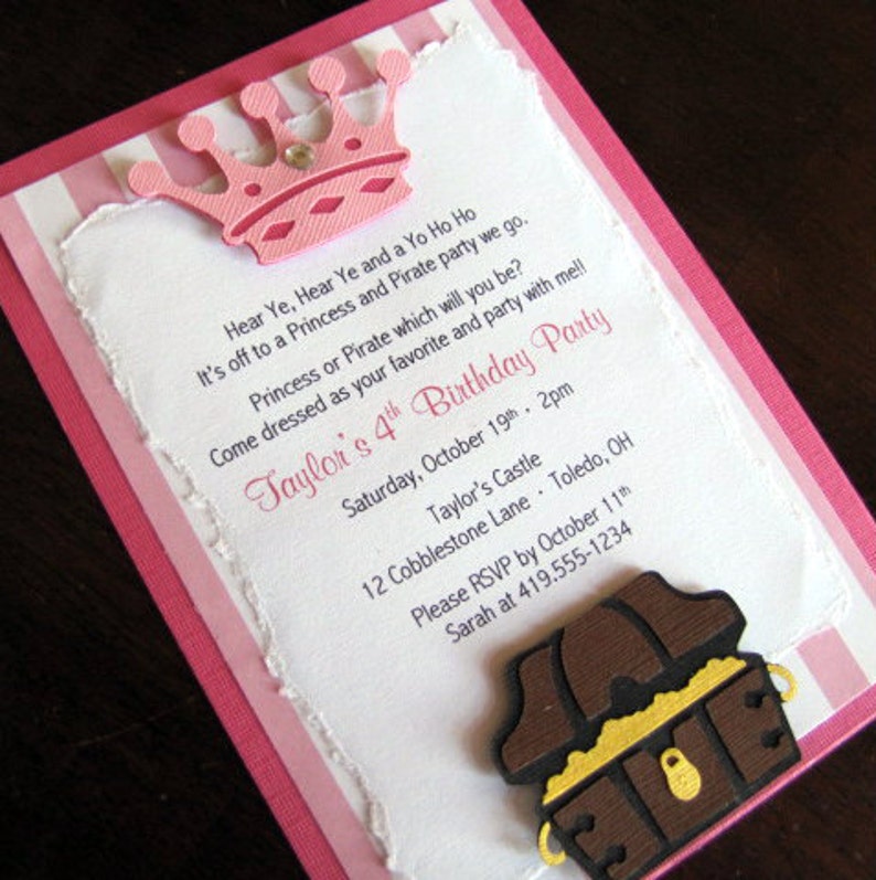 Princess and Pirate Party Invitations, Set of 12 image 5