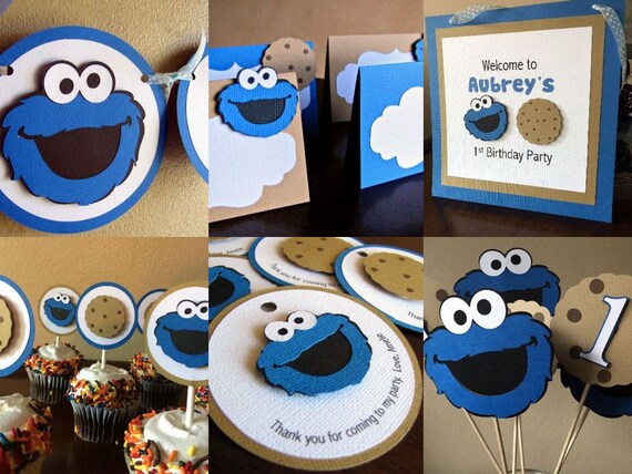 Cookie Monster Party Package Cookie Monster 1st Birthday Etsy