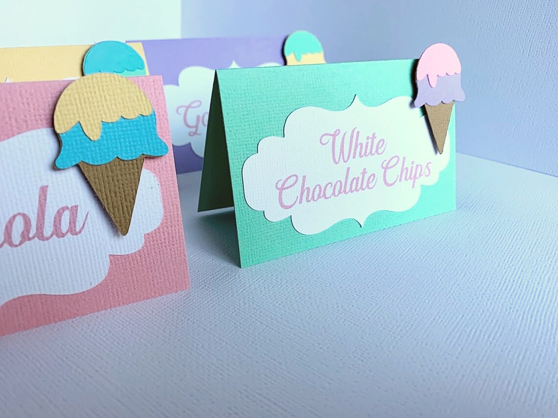 Ice Cream Party Food Tent Cards Ice Cream Birthday Etsy