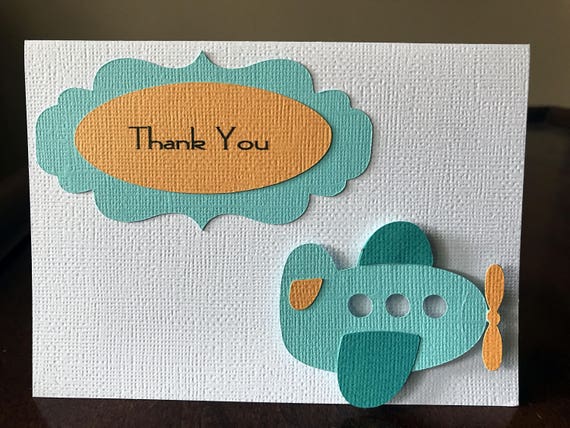 Airplane Thank You Cards, Airplane Birthday Party, Airplane Baby Shower, Thank You Card Set, Boy Airplane Party, Baby Shower Card, Set of 10 Il_570xn