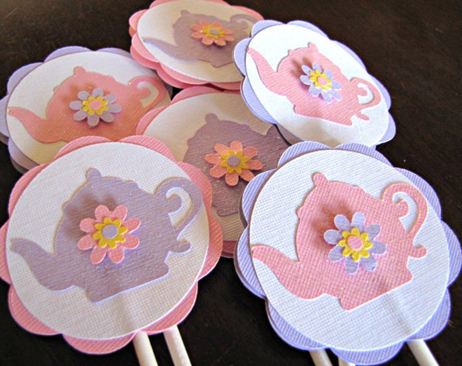 Tea Party Cupcake Toppers Teapot Birthday Decoration Tea Pot Etsy