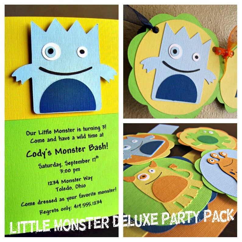 Monster Birthday Party Centerpiece, Little Monster Halloween 1st Birthday Decoration image 6