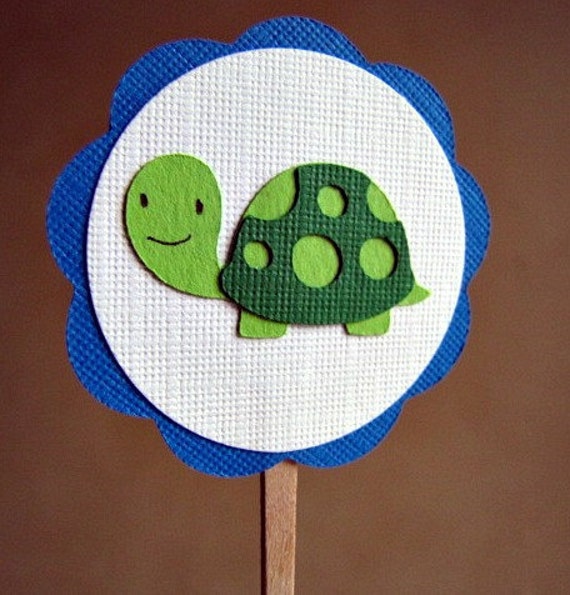 Turtle Cupcake Toppers, Turtle Birthday Party Decoration, Baby Shower