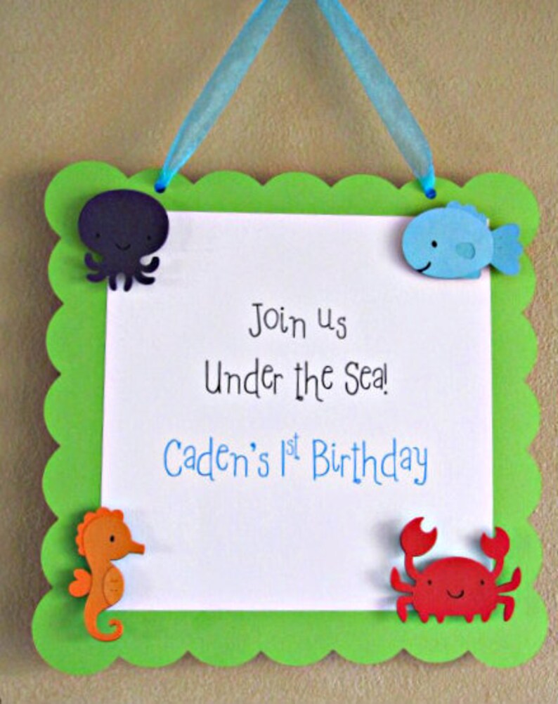 Under the Sea Birthday Party Banner, Sea Animal Baby Shower Decoration, Ocean Animal 1st Birthday image 7