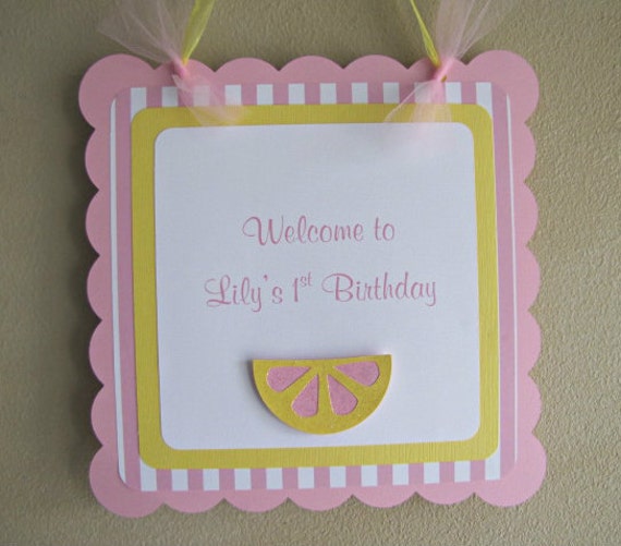 Pink Lemonade Party Door Sign, Lemonade Birthday Welcome Sign, Girl Baby Shower Decoration Il_570xn