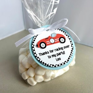 Race Car Favor Tags, Two Fast Birthday Thank You Tags, Fast One Goodie Bag Tags, Retro Racing Party Decor, Vintage Car Party Labels