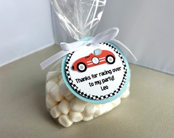 Race Car Party Favor Tags, Two Fast Birthday Thank You Tags, Fast One Goodie Bag Tags, Retro Racing Party Decor, Vintage Car Party Labels