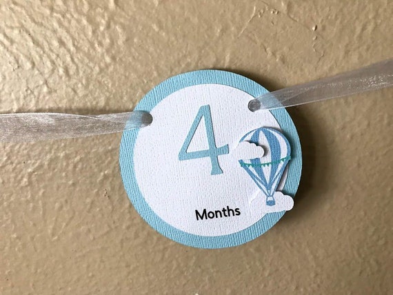 Hot Air Balloon 1st Year Photo Banner, Up Up and Away 12 Month Picture Garland Il_570xn