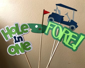 Golf Party Centerpiece Sticks, Hole In One Birthday Par-Tee, Retirement, Baby Shower, Graduation Table Decor