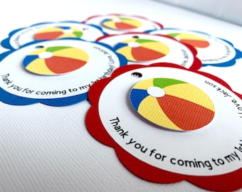 Beach Ball Favor Tags, Personalized Beachball Birthday Party Thank You, Pool Party Gift Tag