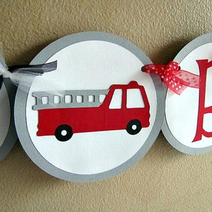 Firetruck Party Banner, Fireman Birthday Party Decoration, Fire Truck Baby Shower Banner