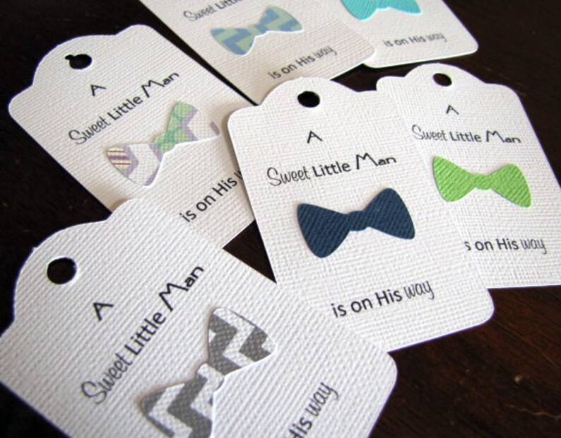 Bow Tie Party Cupcake Toppers, Little Man Birthday, Bowtie Baby Shower Decoration, Set of 12 image 10