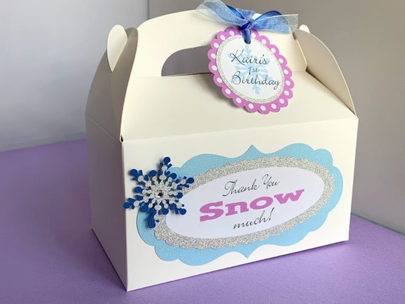 Frozen Birthday Party Favor Boxes, Snowflake Party Goodie Box, Winter Wonderland Treat Boxes, Set of 10 Il_570xn