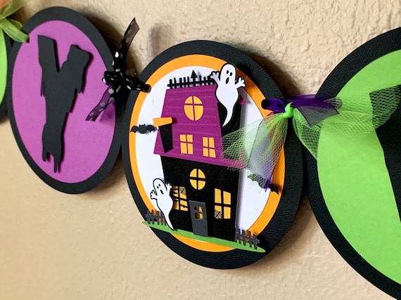 Halloween Birthday Banner, Spooky One Party Decoration, Haunted House Banner Il_570xn
