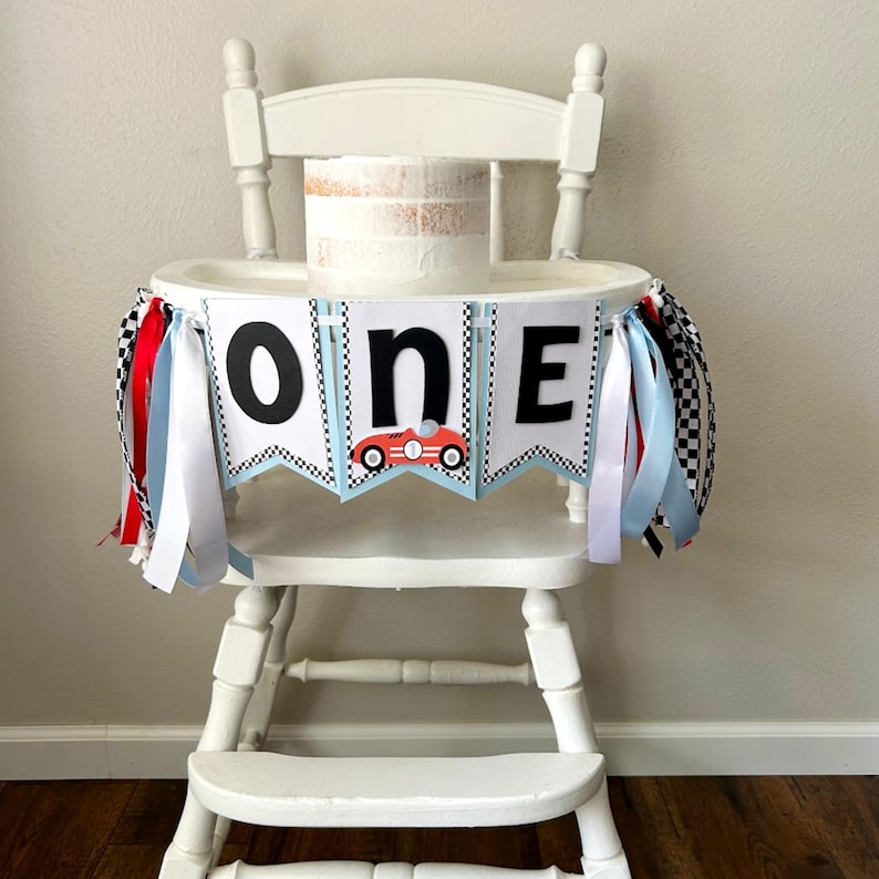 Race Car Party Banner, Two Fast Birthday Decoration, Vintage Racing Fast One Sign, Need Four Speed image 8
