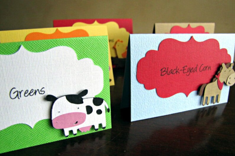 Farm Party Food Tent Cards Barn Animal Place Cards Farm Birthday Food Labels Barnyard Party Decoration Set of 10