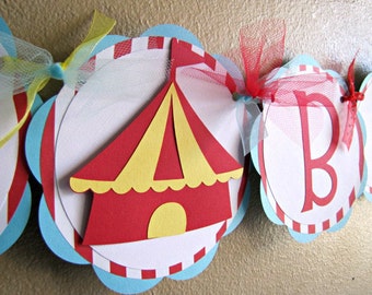 Circus Birthday Party Banner, Carnival Party Decoration, Big Top Happy Birthday Banner