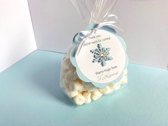 Do You Want to Build a Snowman Party Favor Tags, Blue and Silver