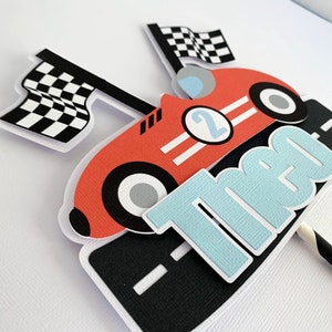 Vintage Race Car Cake Topper, Two Fast Birthday Party Decoration, Fast One Cake Topper, First Lap Personalized Retro Race Car Topper
