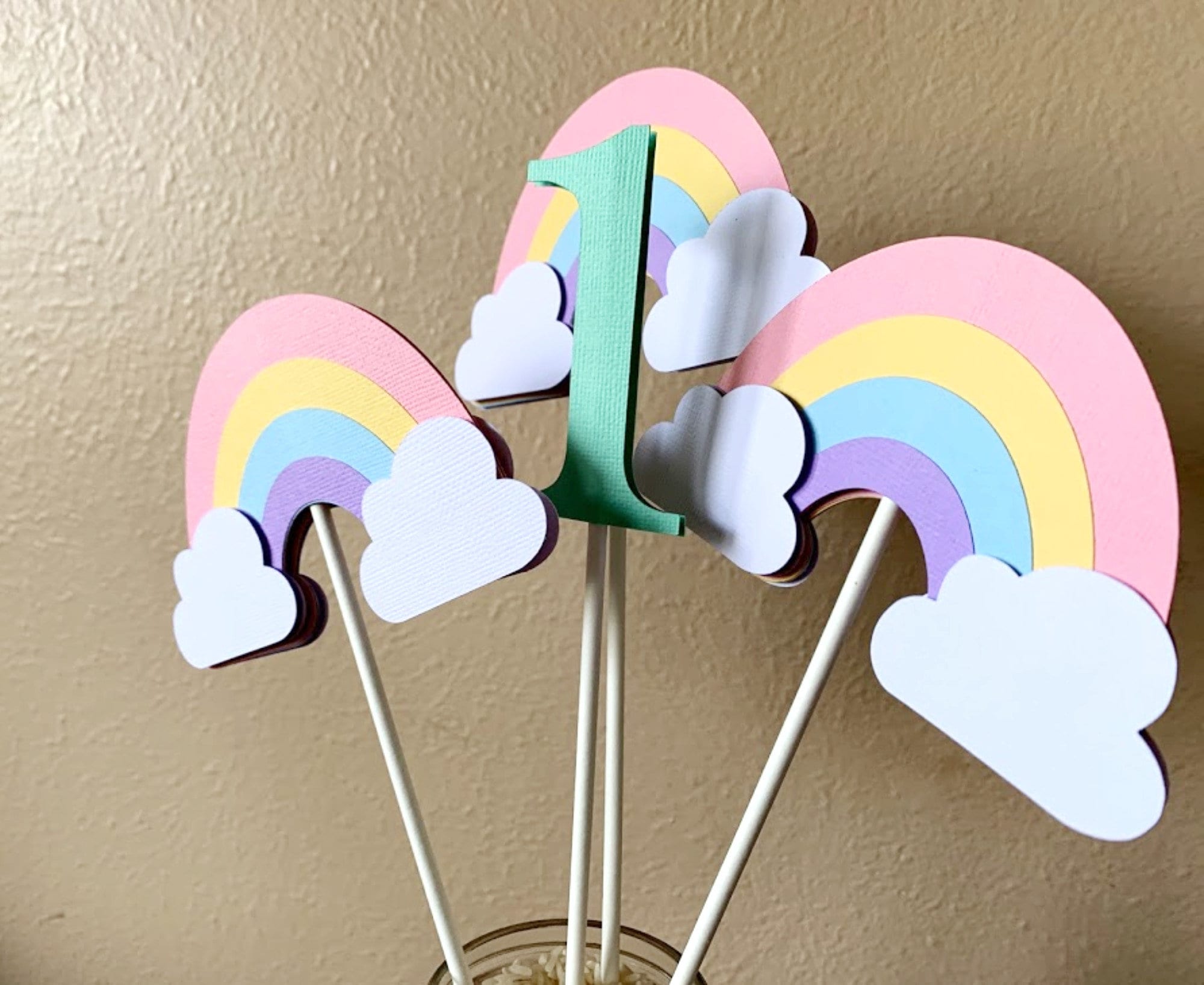 28 Pcs Happy Birthday Party Centerpiece Sticks - Colorful Table Topper Decorations