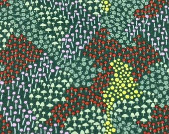 Tiny Mushroom & Flower Field on Green - Dear Stella Design - 1/2 Yard