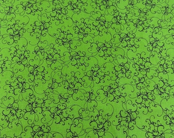 VTG Green Elegant Scroll by Loralie Harris for Loralie Designs Fabric - 7/8 Yard