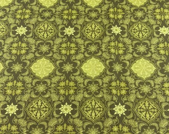 Green & Yellow Green Damask Print Cotton Fabric - 2/3 Yard - St Patrick's Day