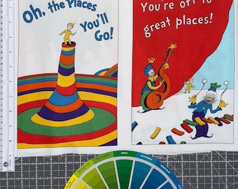 Licensed Dr. Seuss "Oh the Places You'll Go" for Robert Kaufman ~ 2/3 Yard Panel