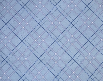 Blue on Blue Bias Plaid Cotton Fabric by Keepsake Calico - 3/4 Yard