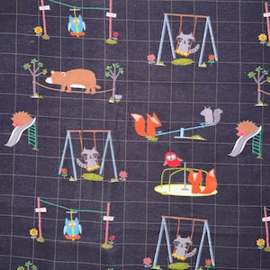Playground Forest Animals Super Snuggle Flannel Cotton Fabric - Sold by 1/2 Yard