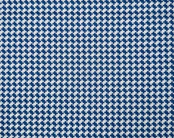 Small Blue & White Houndstooth Cotton Fabric - Sold by the 1/2 Yard