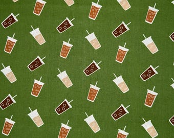 Iced Coffee Cotton Fabric by Quilter's Showcase in Green - 1/2 Yard