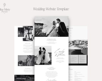 Modello Canva per sito web di matrimonio in bianco e nero