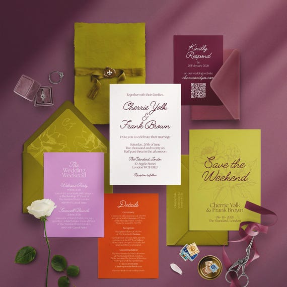 Modern Garden Wedding Invitation Suite