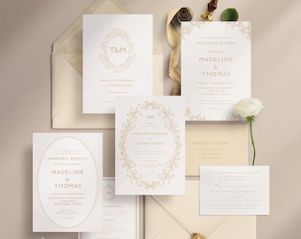 Gold Wedding Invitation Template for Vintage Baroque Theme | Canva Editable