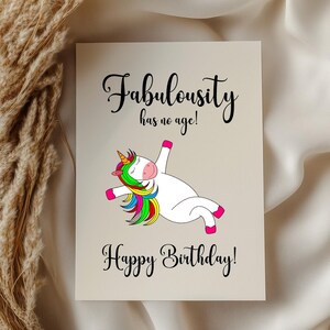 Chique Happy Birthday afdrukbare kaart - Fabulousity Has No Age Design - Digitale downloadformaten 5 x 7, 4 x 6, 4,75 x 4,75