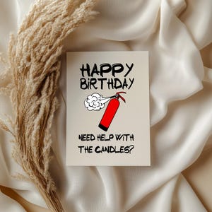Chique Happy Birthday-kaart afdrukbaar - grappige brandblusser - digitale downloadformaten 5 x 7, 4 x 6, 4,75 x 4,75
