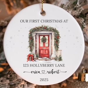Personalized New Home Christmas Ornament, Custom House Address Ornament, Housewarming Gift, Realtor Client Gift, Couples Home Ornament