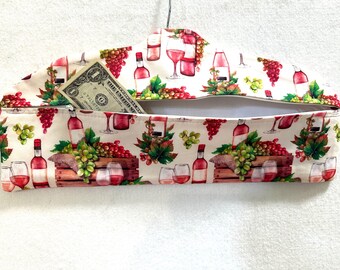 Funda para percha, segura para telas, con estampado de vino, estuche para objetos de valor de viaje.