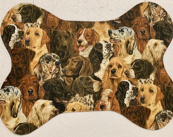 Dog Placemat, Pet Food Placemat, Pet Mat, Dog Food Mat, Dog Gift, Reversible, Cotton Fabric.