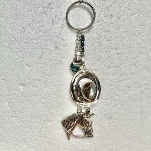 Cowboy Hats and Horse Custom Keychain, Purse Chain Accessory, Handbag Charm, Backpack Keychain, Gift for Him.