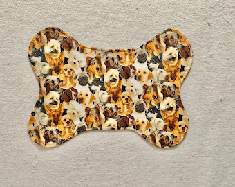Dog Placemat, Pet Food Placemat, Pet Mat, Dog Food Mat, Dog Gift, Reversible, Cotton Fabric.