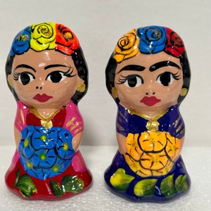 Salt and Pepper Shakers, NEW, Mexican Talavera, Ceramic, Senoritas