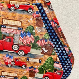 Patriotic 4 Wedge Placemats, Reversible, Cotton Fabric,