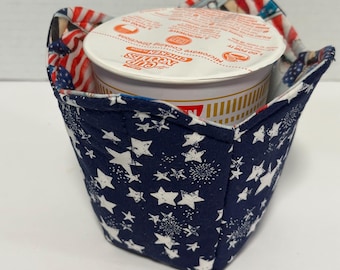 Funda para ramen de microondas, soporte para helado, funda para fideos instantáneos, tela de algodón, reversible