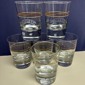 Set of Six Bailey’s Bubble Bottom Low Ball Glasses