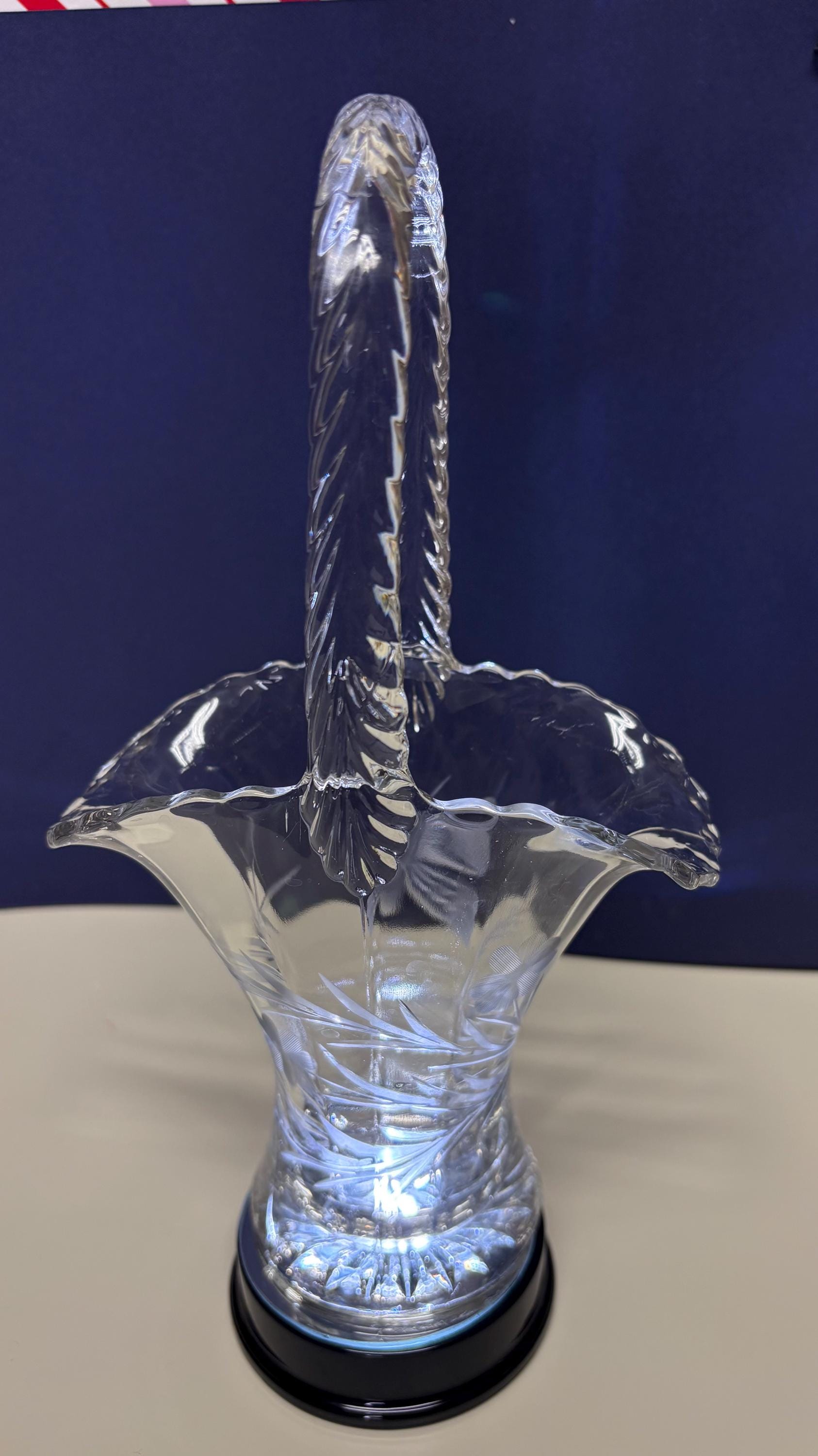 Etched Glass Basket Vase - Etsy