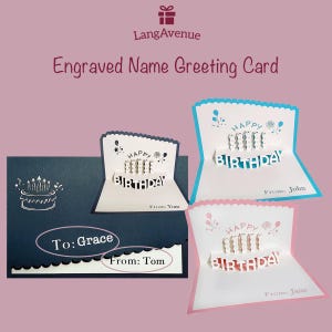 Personalized Birthday Cards, Engraved Name Birthday Cards, 3D Birthday Greeting Card, Pop-Up Birthday Card, Envelope Greeting Card