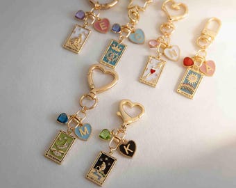 Personalized Tarot card Birthstone Mystic Astrology Keychain/bag/purse charm/,Sun,Lover,Star,Moon,Magician keychain ideal gift for friend